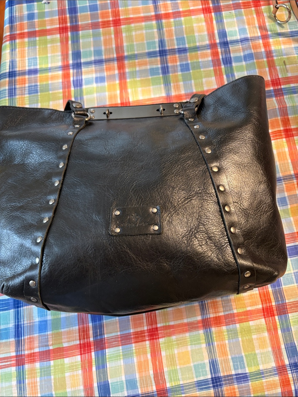 Patricia Nash Black Studded Leather Tote